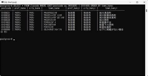 Order Table SQL に対する画像結果