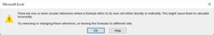 Résultat d’images pour Excel Circular Reference Warning Message