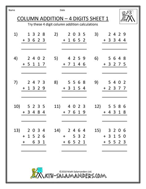 Image result for 3rd Grade Adding Worksheets