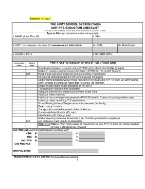 Image result for Army TASS Pre-Execution Checklist