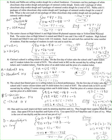 Toradh íomhá ar Solving Systems of Equations Worksheet