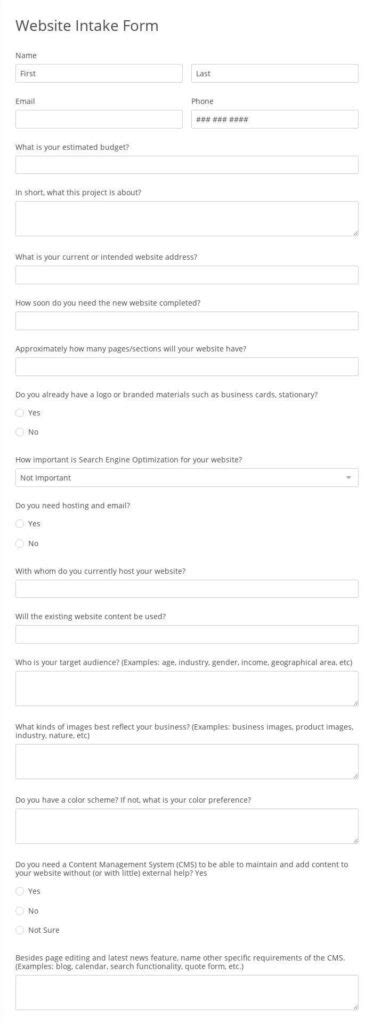Image result for Question Form for Website