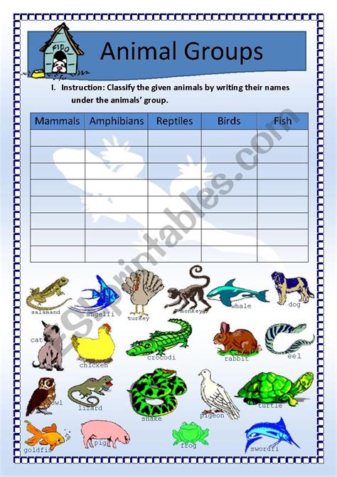 Image result for Science Process Skills Classifying Animals Worksheet