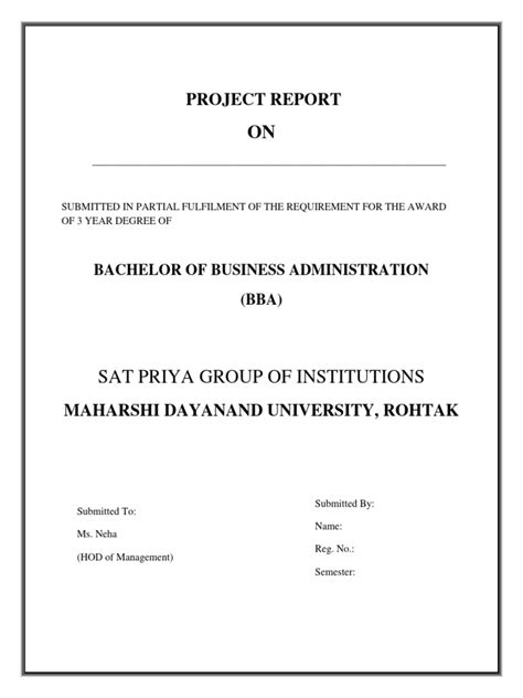 Image result for Project Report Format PDF
