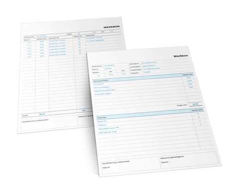 Image result for Werkbon Voorbeeld Excel