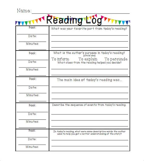 Afbeeldingsresultaten voor Elementary Reading Logs