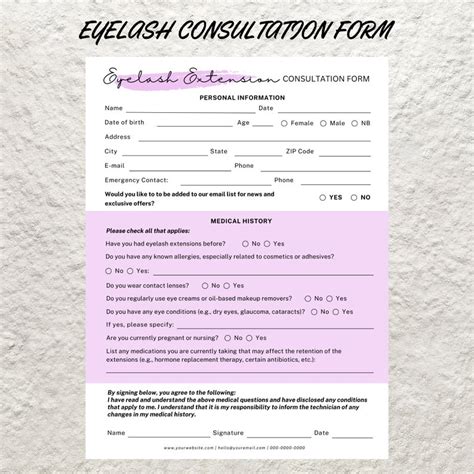 Image result for Lash Extension Consent and After Care Form Free Printable