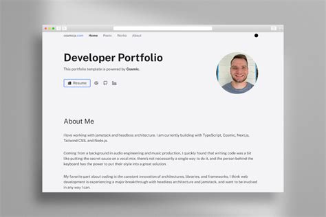 Toradh íomhá ar Portfolio About.me Examples for Full Stack Developer