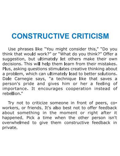 Image result for Constructive Criticism Examples