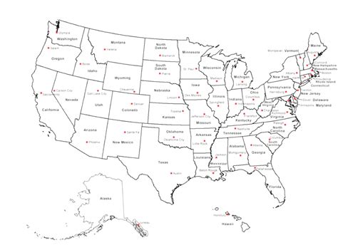 Afbeeldingsresultaten voor Map of USA with Capital Cities