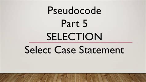 Image result for Pseudo Code Select Case