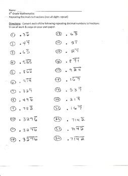 Image result for Repeating Decimal Practice