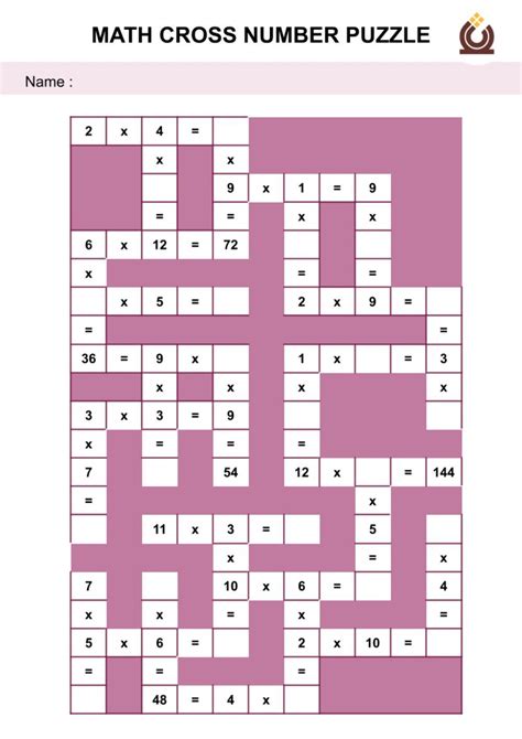 Image result for Printable Crossword Puzzles Math