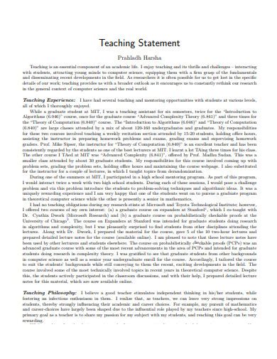 Effective Teaching Statement Examples に対する画像結果