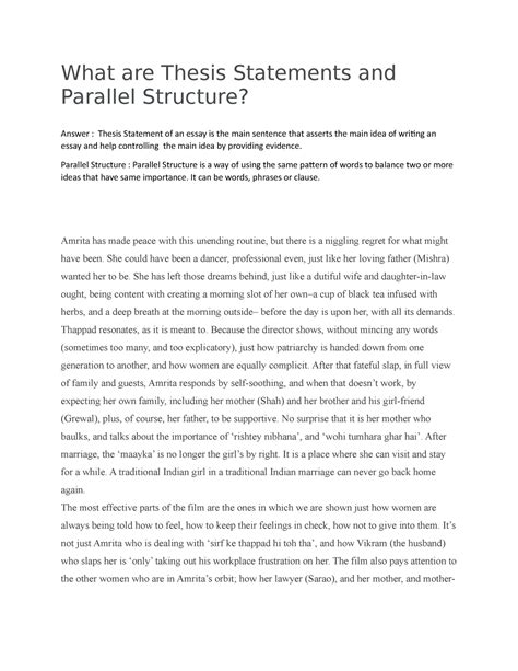Image result for Parallel Thesis Statement Examples