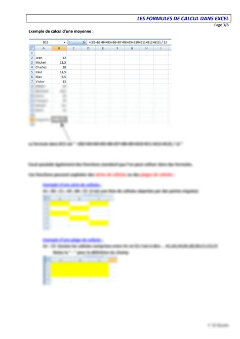 Image result for Formule Calcul Excel