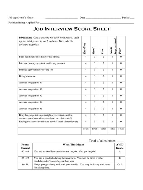 Toradh íomhá ar Sample Interview Standards Guide Sheet