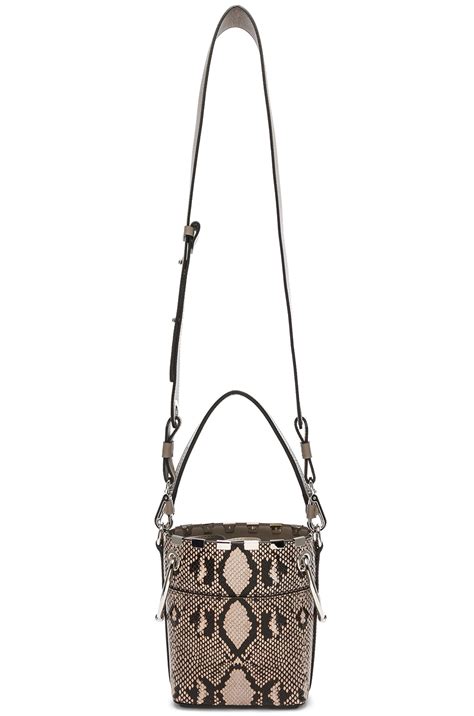 Chloe Mini Roy Python Print Leather Bucket Bag in Eternal Grey | FWRD