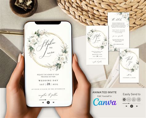 Animated Wedding Invitation Video Template: Editable Canva Design - Etsy