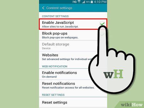 Toradh íomhá ar Enable JavaScript Android