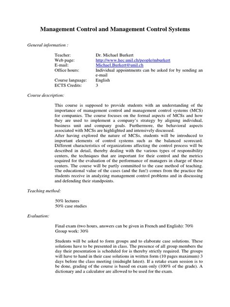 Image result for Management Control System Table of Contents