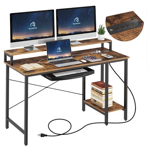 Image result for Computer Table with Monitor Shelf