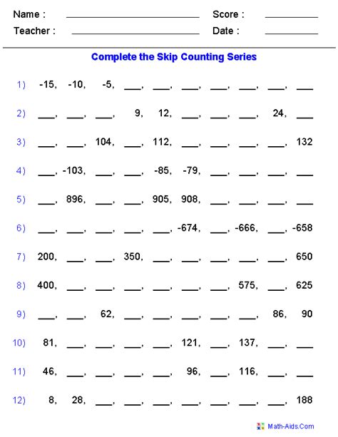 Afbeeldingsresultaten voor Skip Counting Worksheets