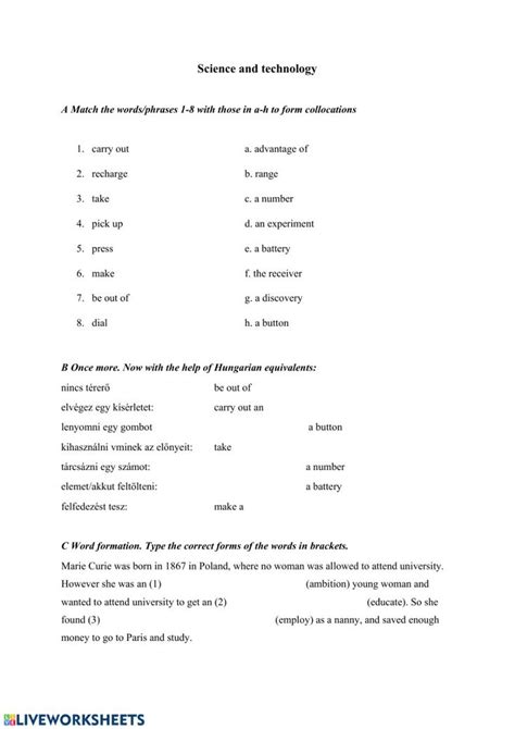 Résultat d’images pour Science vs Technology Worksheet