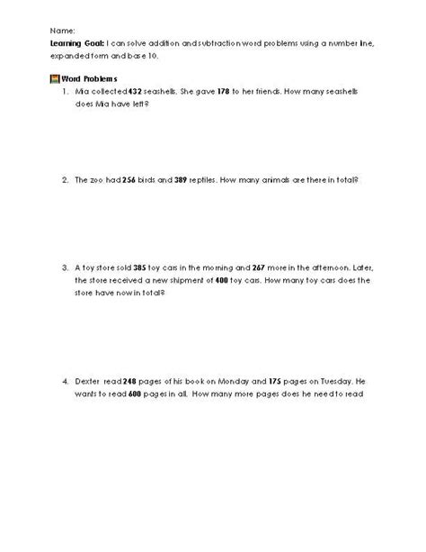 Image result for Word Problems Addition Subtraction 3rd Grade