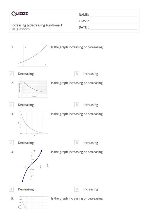 Image result for Increasing/Decreasing Function Worksheets