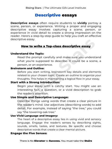 Image result for Short Descriptive Essay Sample PDF