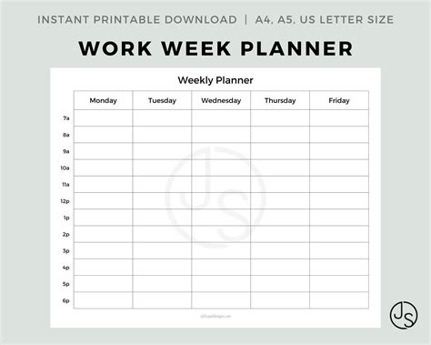Afbeeldingsresultaten voor Work Week Planner Printable