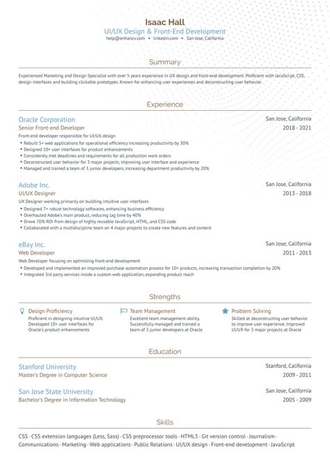 Front End UI Developer Resume に対する画像結果