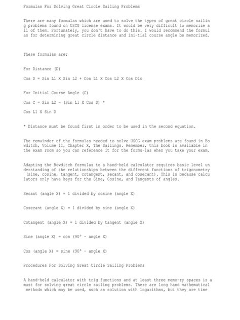 Image result for Sailing Formulas