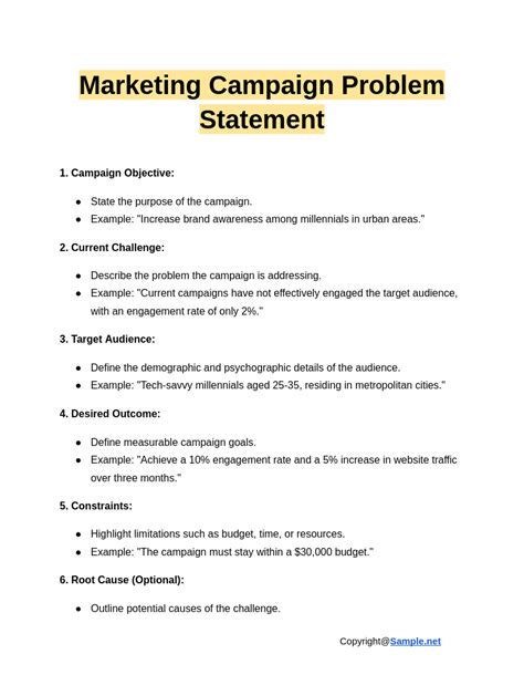 Toradh íomhá ar Example of Problem Statement in a Campaign