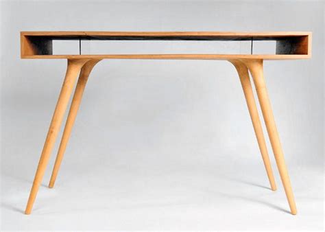 Solid Wood Desk with Glass Shelves