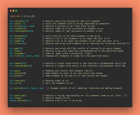 Image result for Array Cheat Sheet