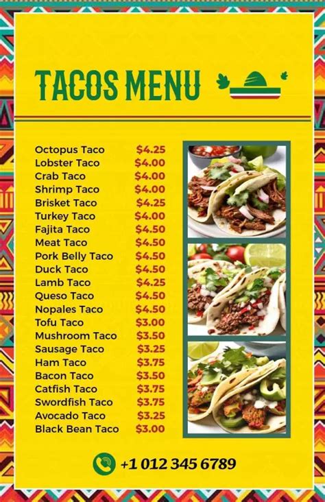 Image result for Taco Menu