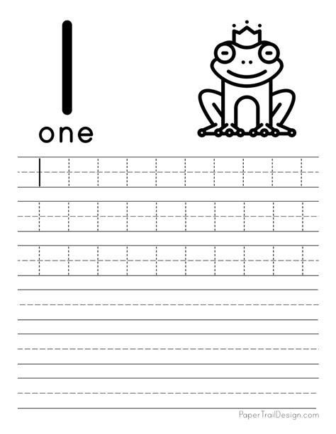 Toradh íomhá ar Tracing Number 1 Worksheet for Preschool