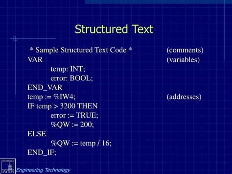 Toradh íomhá ar Programmable Logic Controller Structured Text