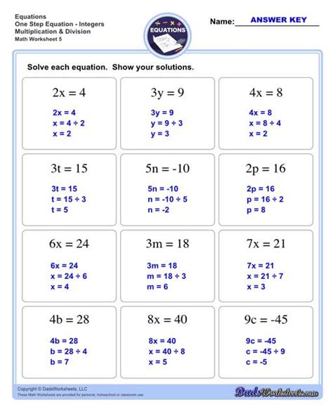 Image result for 6th Grade Math Equations Worksheets