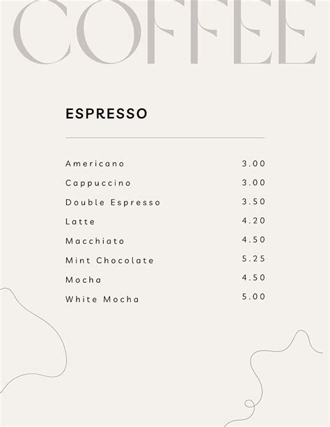 Simple Coffee Shop Menu に対する画像結果