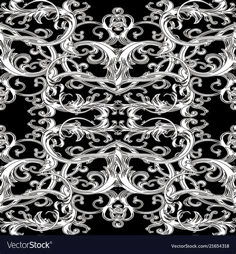 Baroque ornate seamless pattern black and white Vector Image