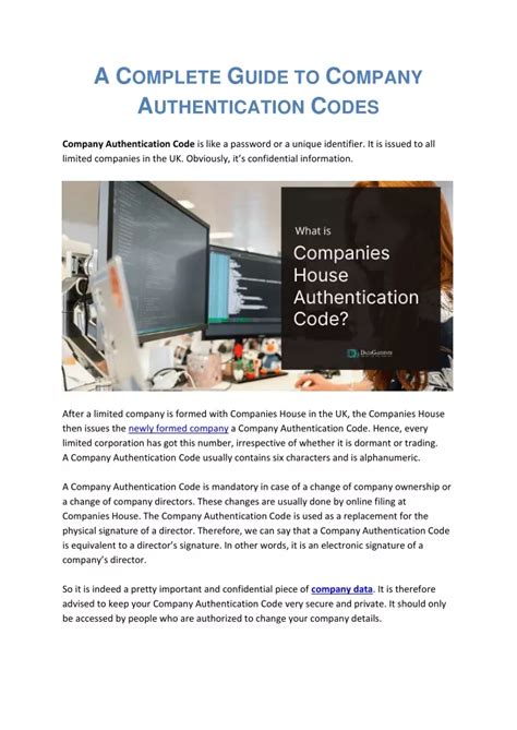 Image result for Authentication Code for Company Filing