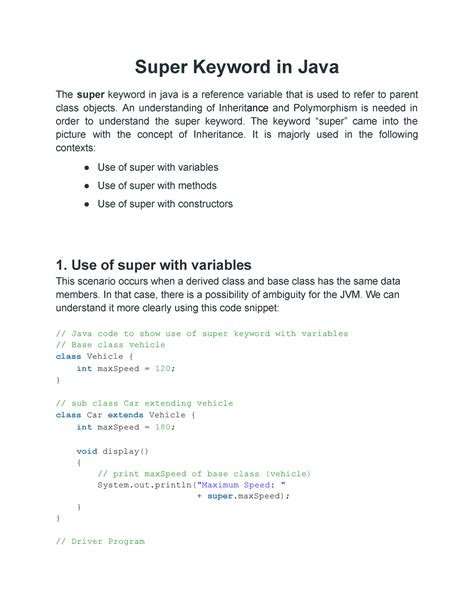 Image result for Super Java Example