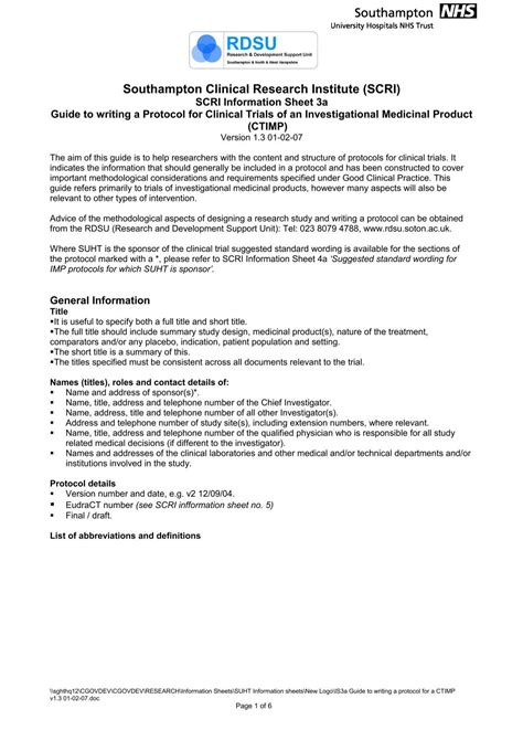 Toradh íomhá ar Example of a Note to File Clinical Trials