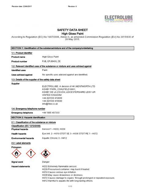 Toradh íomhá ar Safety Data Sheet for Paint