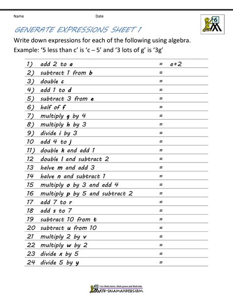 Image result for Simple Math Algebra Worksheets