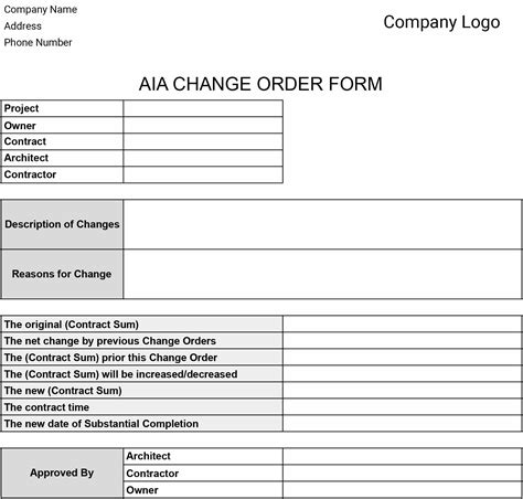 Image result for PDF Change Order Form