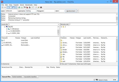 FTP Client PC に対する画像結果